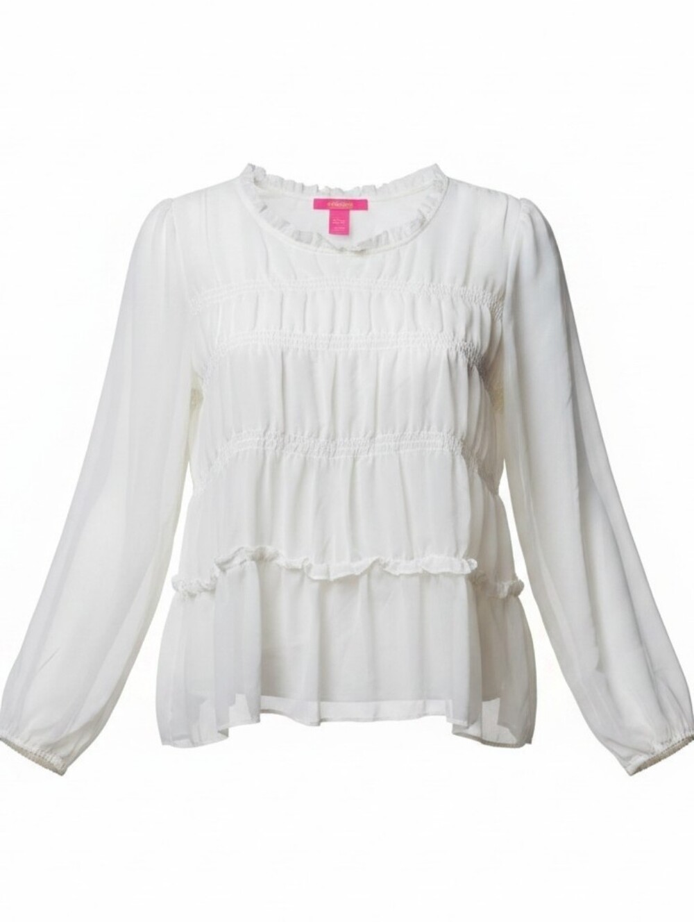 CATHERINE MALANDRINO | Romantic Victorian Ivory Sheer Blouse Pirate Poet Top | M